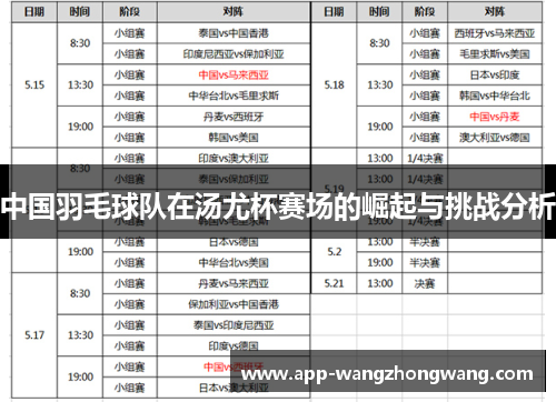 中国羽毛球队在汤尤杯赛场的崛起与挑战分析